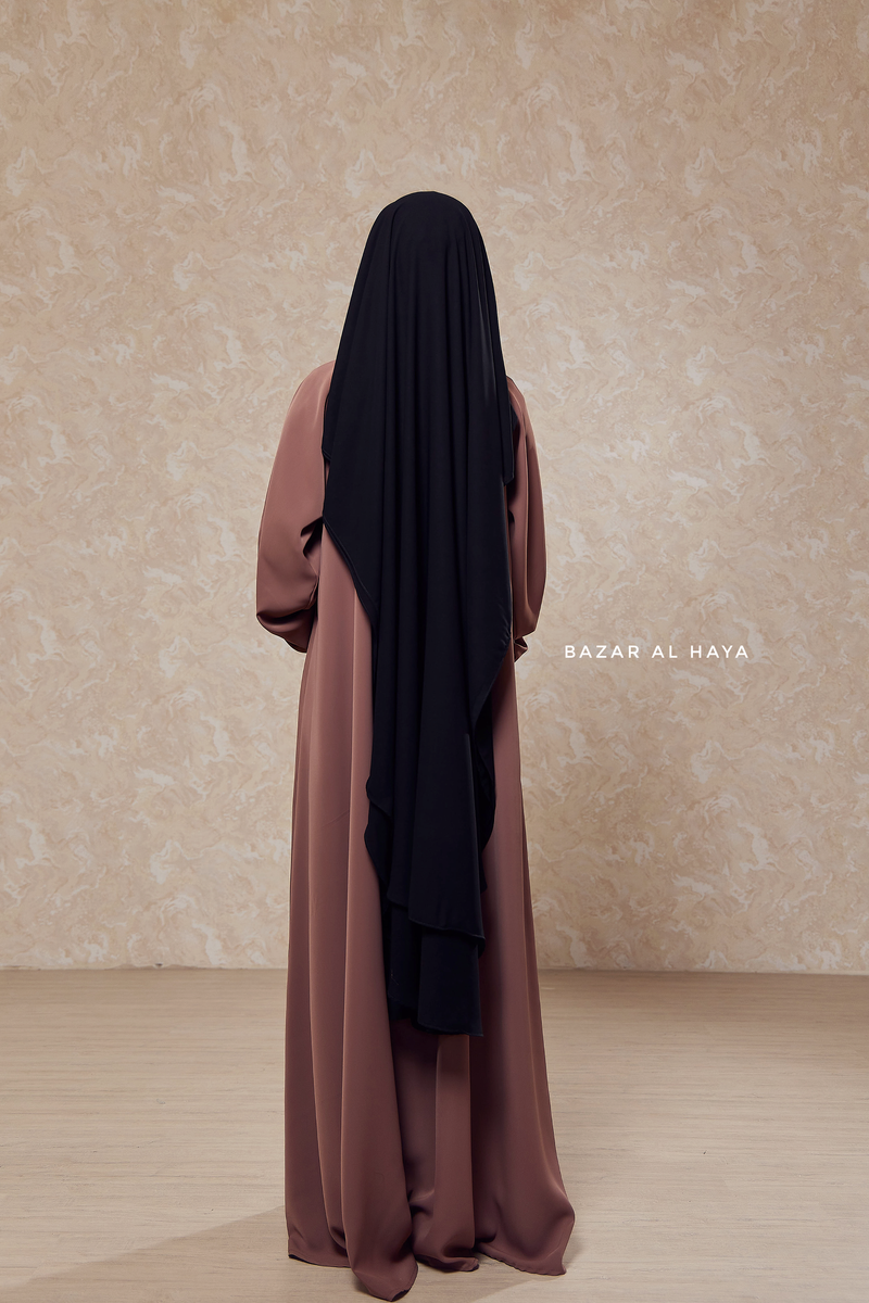 Black Two Layer Scarf Niqab - Long & Wide - Super Breathable Veil