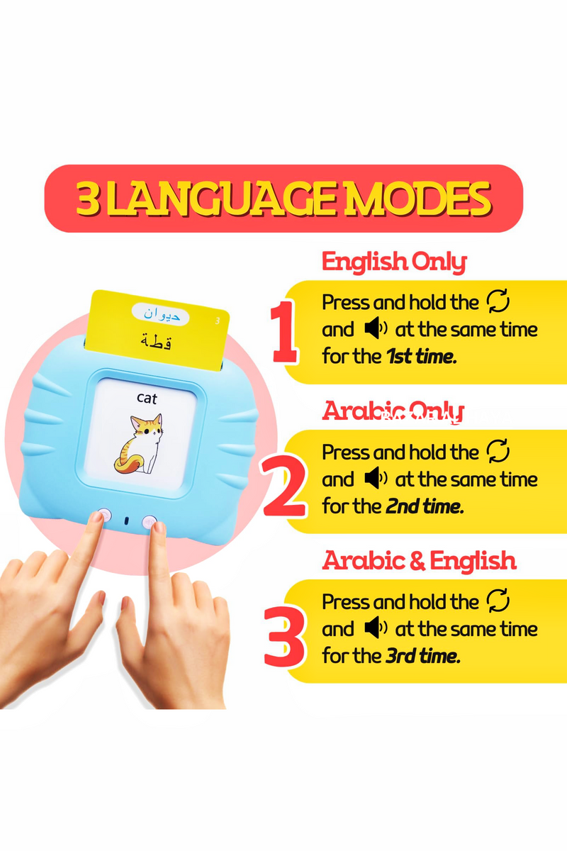 510 Arabic Words - Talking Audible Flash Cards In Blue - Smart Kids