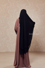 Black Two Layer Scarf Niqab - Long & Wide - Super Breathable Veil