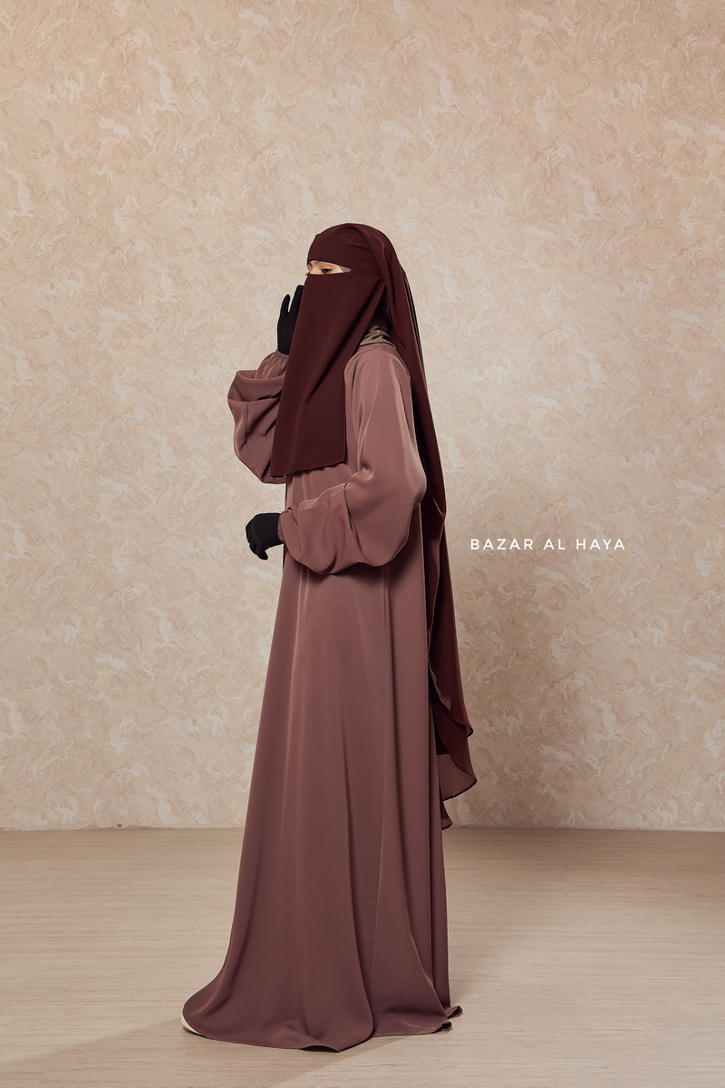 Brown Two Layer Scarf Niqab - Long & Wide - Super Breathable Veil