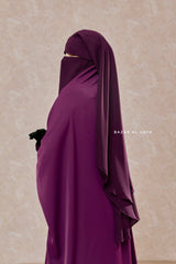 Purple Two Layer Flap Niqab - Premium Wool Chiffon - Medium