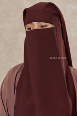 Brown Two Layer Scarf Niqab - Long & Wide - Super Breathable Veil