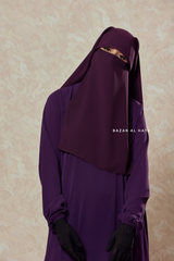 Plum Two Layer Flap Niqab - Premium Wool Chiffon - Large