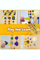 Montessori Wooden Busy Board, Sensory Activity Toy With Lights Switches - Smart Kids