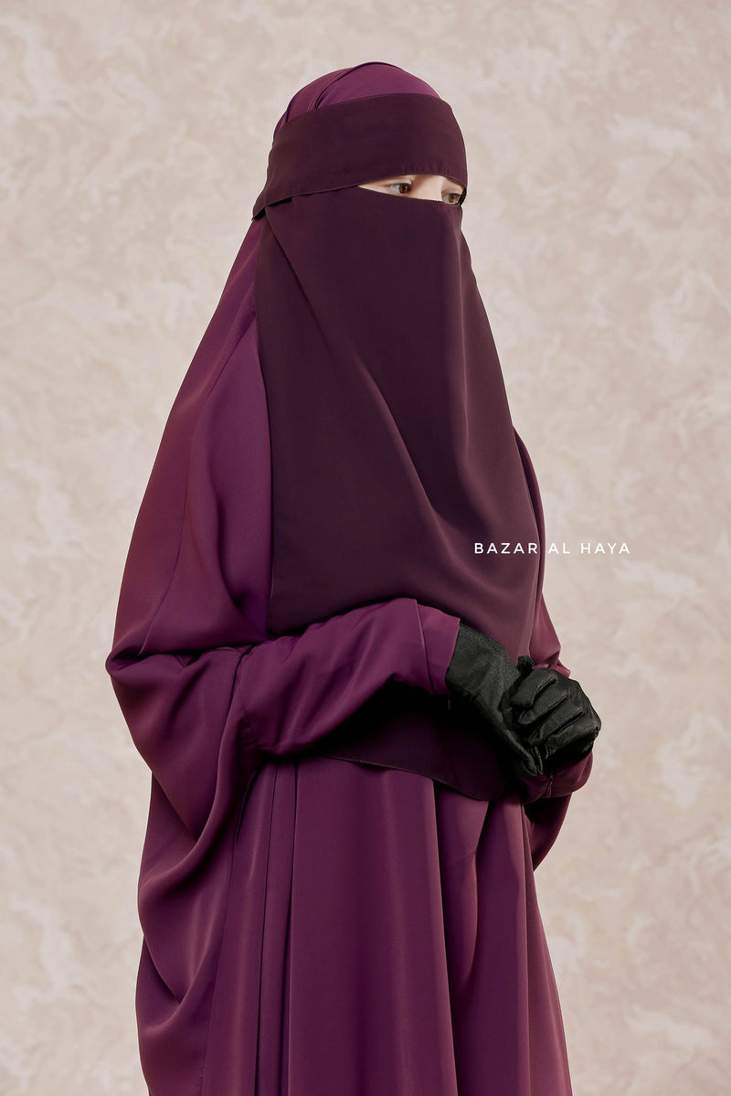 Purple Flap Single Niqab - Super Breathable Veil - Large