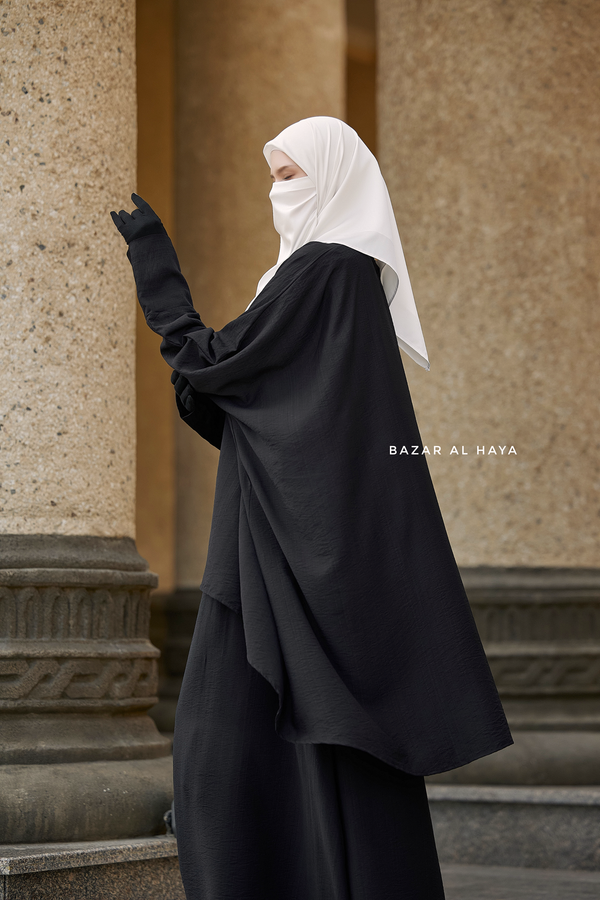Black Nilufar Two Piece Top & Skirt Set In Premium Cotton Leon