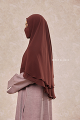 Brown Two Layer Medium Snap Scarf, Khimar, Cape - Super Soft - 3 in 1