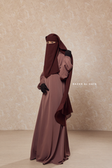 Brown Two Layer Scarf Niqab - Long & Wide - Super Breathable Veil