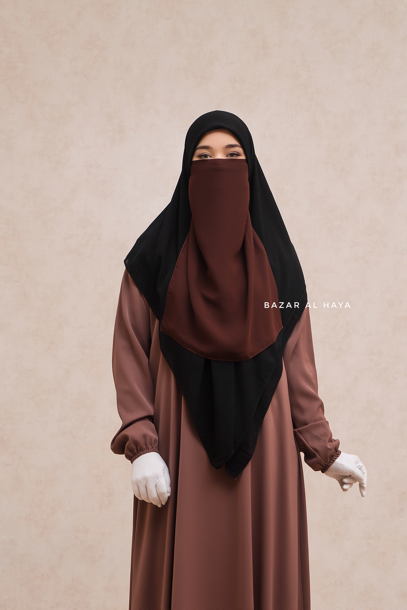 Brown Single Half Niqab - Super Breathable Veil