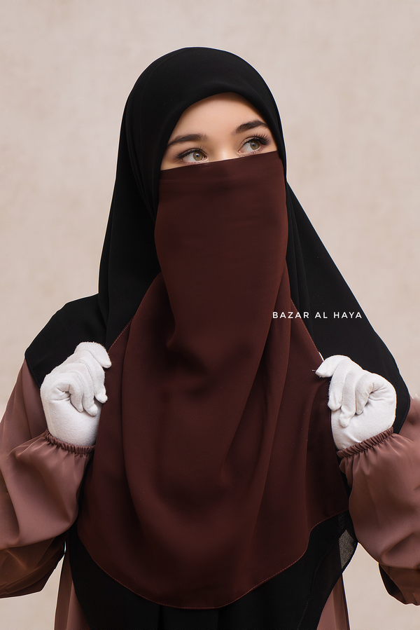 Brown Single Half Niqab - Super Breathable Veil