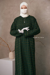 Emerald Feruza Loose Fit Abaya With Pockets - Square Pattern Jakarta Woven