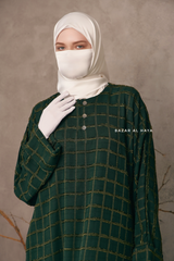 Emerald Feruza Loose Fit Abaya With Pockets - Square Pattern Jakarta Woven