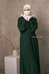 Emerald Feruza Loose Fit Abaya With Pockets - Square Pattern Jakarta Woven