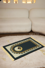 Non-Slip Prayer / Salah Mat with Gold Dark Green - Beautiful Design