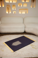 Non-Slip Prayer / Salah Mat with Gold Navy - Minimalistic Design