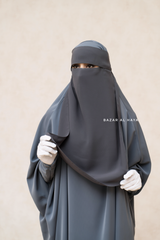 Grey Flap Single Niqab - Super Breathable Veil - Large