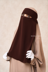 Brown Flap Single Niqab - Super Breathable Veil - Large