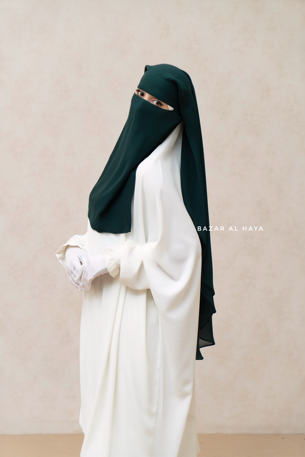 Emerald Two Layer Niqab - Premium Wool Chiffon - Medium