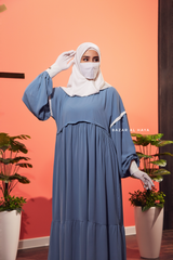 Sky Blue Mubina Tiered Abaya Dress - Loose & Wide In Nidha