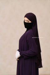 Purple Two Layer Medium Snap Scarf, Khimar, Cape - Super Soft - 3 in 1