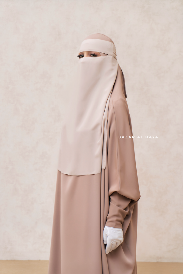 Single Creme Beige Layer Niqab - Super Breathable & Comfy