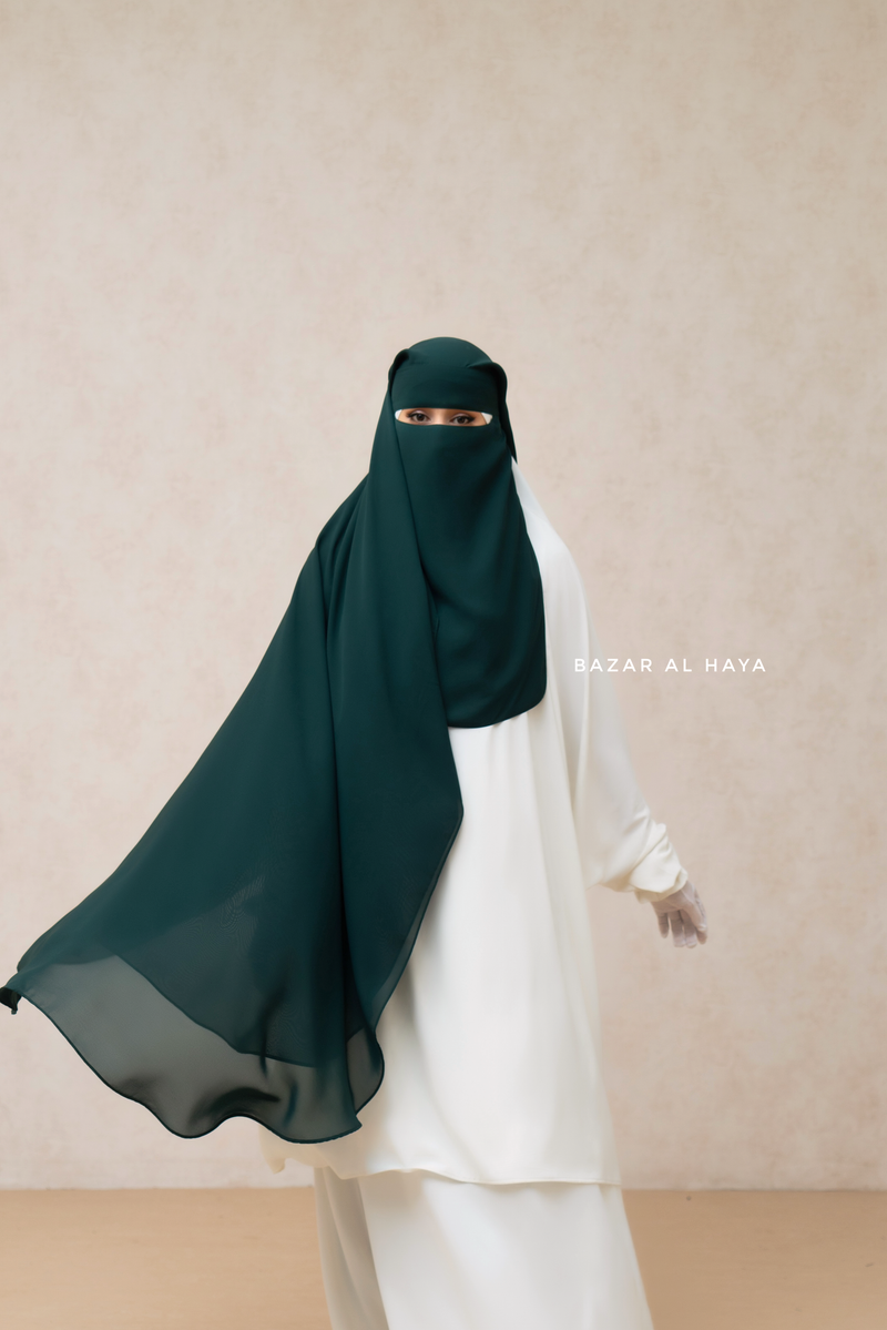 Emerald Two Layer Niqab - Long & Wide - Super Breathable Veil