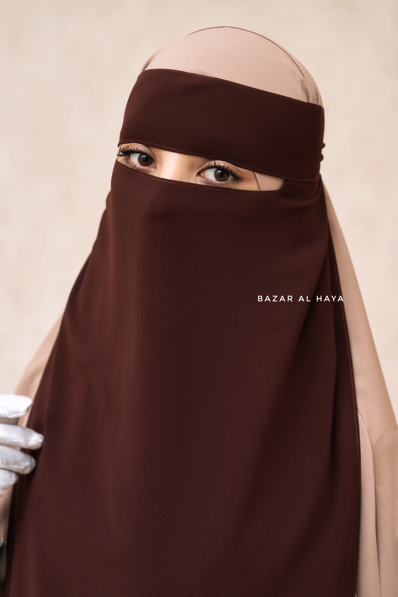 Brown Single Layer Niqab - Super Breathable - Medium & Large