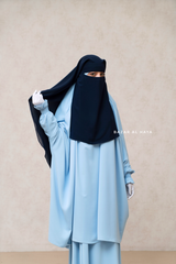 Dark Blue Two Layer Niqab - Premium Wool Chiffon - Medium