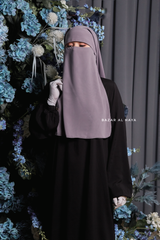 Two Layer Grey Flap Niqab - Wide & Super Breathable Veil