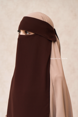 Flap Brown Single Niqab - Super Breathable Veil - Large