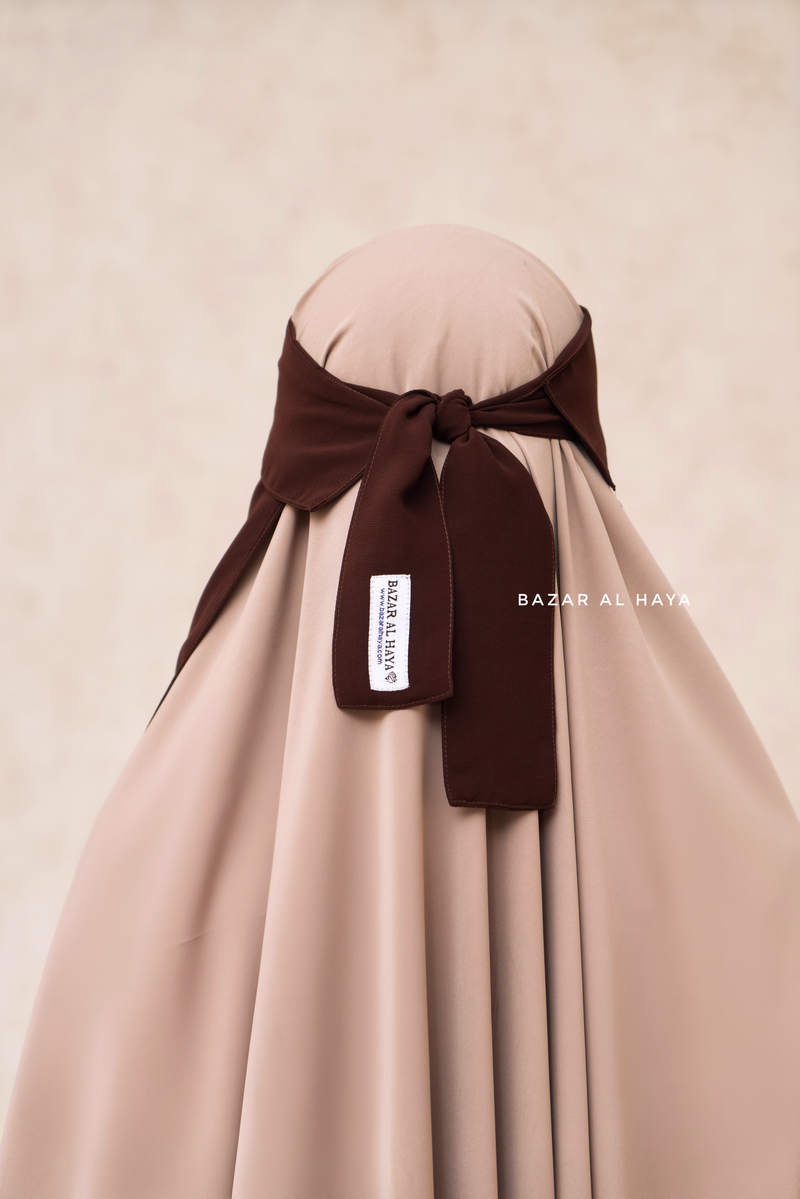 Flap Brown Single Niqab - Super Breathable Veil - Large