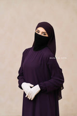 Purple Two Layer Medium Snap Scarf, Khimar, Cape - Super Soft - 3 in 1