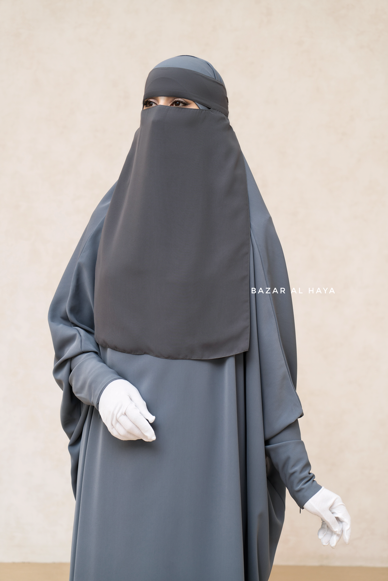 Grey Single Layer Niqab - Super Breathable & Comfy