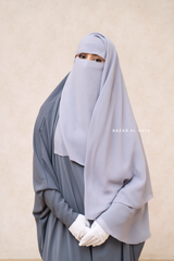 Silver Two Layer Flap Niqab - Premium Wool Chiffon - Medium