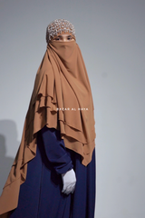 Aiza Latte Three Layered Diamond Khimar - Premium Stretch