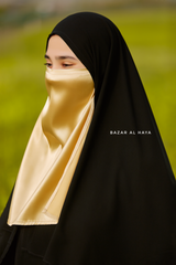 Yellow Gold Satin Single Half Niqab - Elegant & Modest Veil