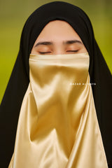 Yellow Gold Satin Single Half Niqab - Elegant & Modest Veil