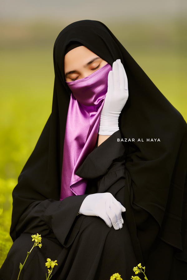 Purple Satin Single Half Niqab - Elegant & Modest Veil