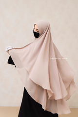 Creme Beige Two Layered Snap Scarf, Khimar, Cape - Super Soft - 3 in 1