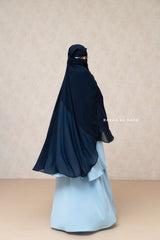 Dark Blue Two Layer Niqab - Long & Wide - Super Breathable Veil