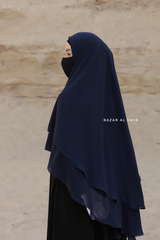 Two Layer Dark Blue Three -In- One Snap Scarf, Khimar, Cape - Super Soft & Quality