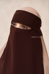 Flap Brown Single Niqab - Super Breathable Veil - Large