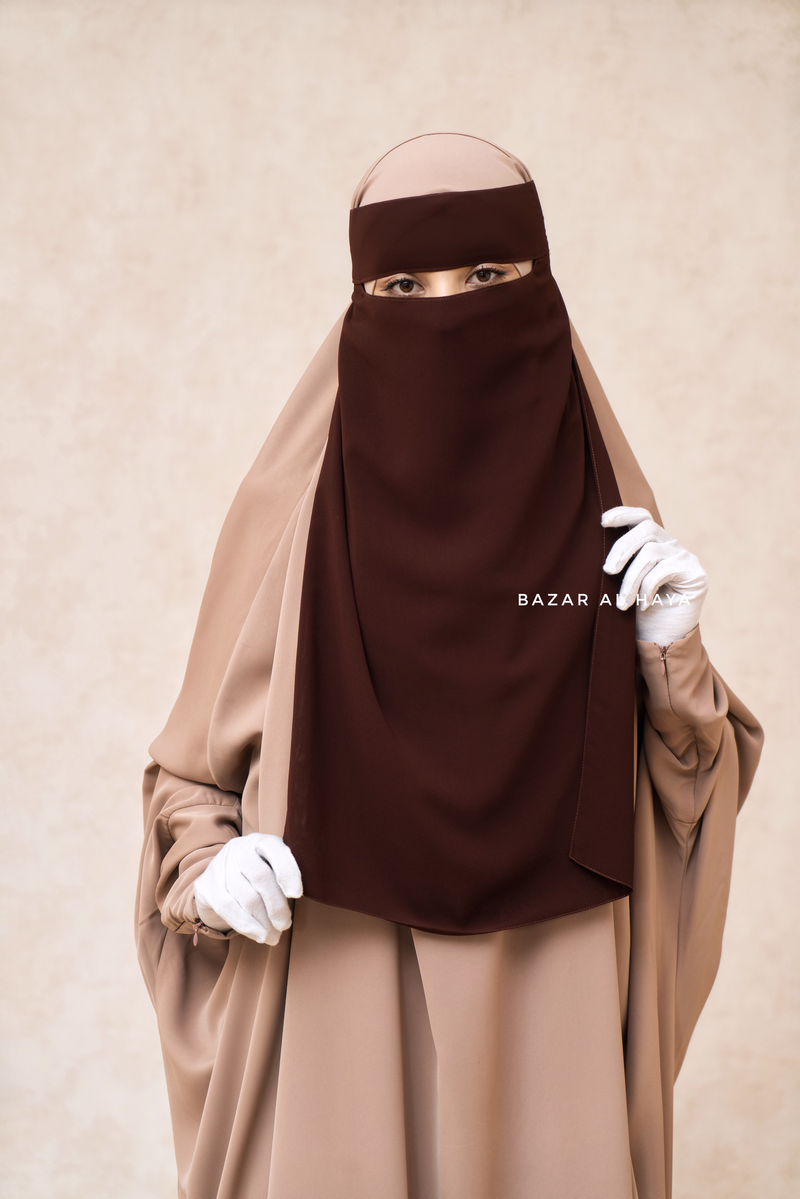 Brown Single Layer Niqab - Super Breathable - Medium & Large