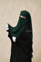 Emerald Two Layer Niqab - Premium Wool Chiffon - Medium