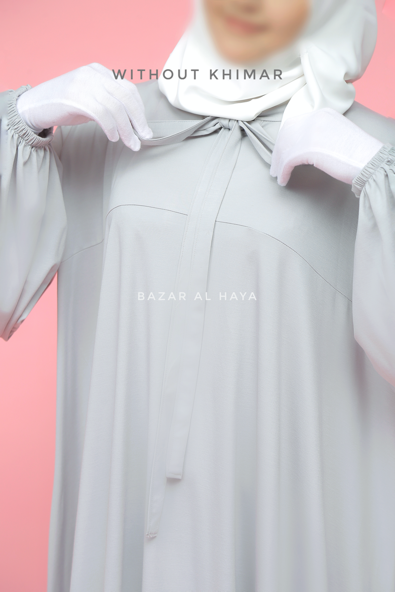 Eliza Two Piece Abaya & Khimar in Silver Cotton Super Soft & Breathable - Cozy