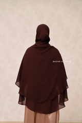 Brown Two Layer Medium Snap Scarf, Khimar, Cape - Super Soft - 3 in 1