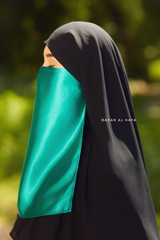 Teal Satin Single Half Niqab - Elegant & Modest Veil