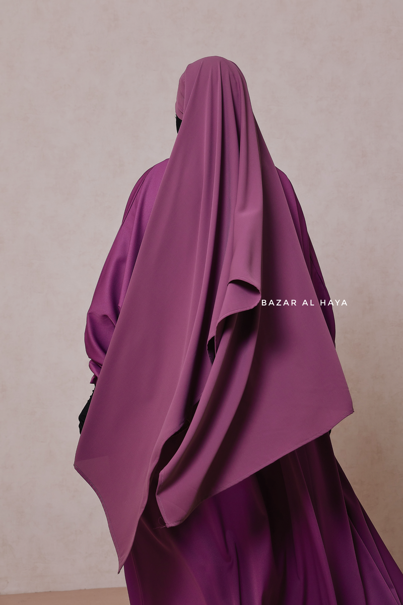 Mauve Tie Back Scarf & Khimar - Long Rectangle Shape - Style & More