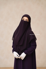 Purple Square Scarf With Half Niqab Set - Super Breathable - Medium