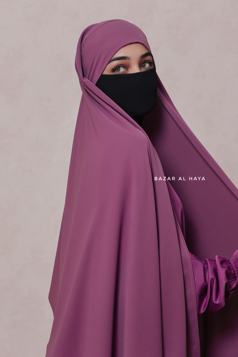 Mauve Tie Back Scarf & Khimar - Long Rectangle Shape - Style & More